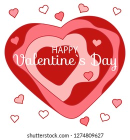 Happy Valentines Day - text.  Hearts. Vector