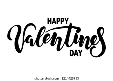 Happy Valentine's Day text isolated on background. Handwritten lettering Valentines as logo,  badge. Vector illustration for Valentine's day card, invitation, web.