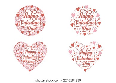 Happy Valentine's day text Lettering. Calligraphic design for print cards, banners, posters, t-shirts, and mugs.Lettering for Valentine's Day with hearts shape Vector illustration
