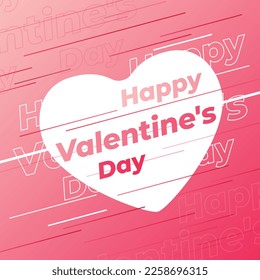 Happy Valentine's day text, lettering typography poster on red gradient background. Vector illustration. Romantic quote postcard, card, invitation, banner template. 