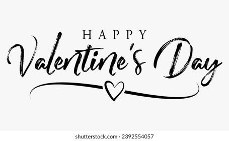 Happy Valentine's day text lettering typography poster background Vector illustration.