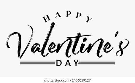 Happy Valentine's day text lettering typography poster background Vector illustration.