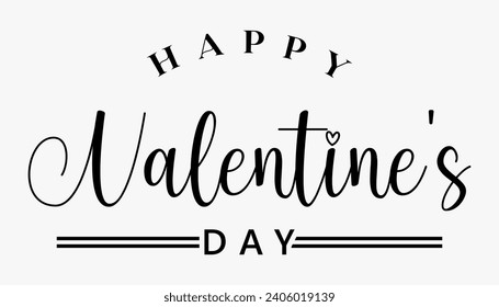 Happy Valentine's day text lettering typography poster background Vector illustration.