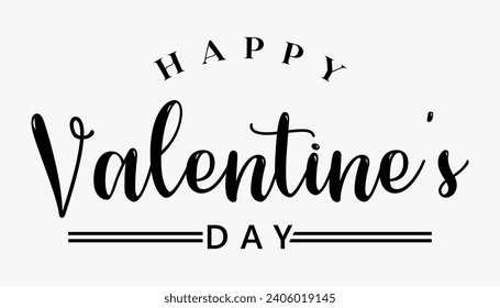 Happy Valentine's day text lettering typography poster background Vector illustration.