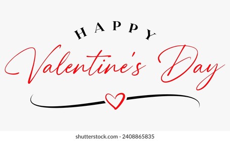 Happy Valentine's day text lettering typography poster background Vector illustration.