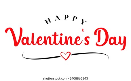 Happy Valentine's day text lettering typography poster background Vector illustration.