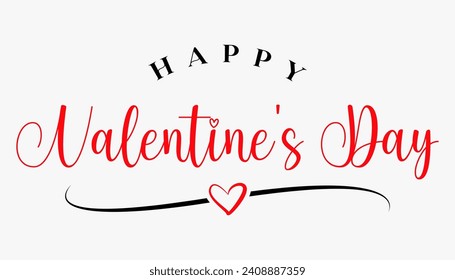 Happy Valentine's day text lettering typography poster background Vector illustration.