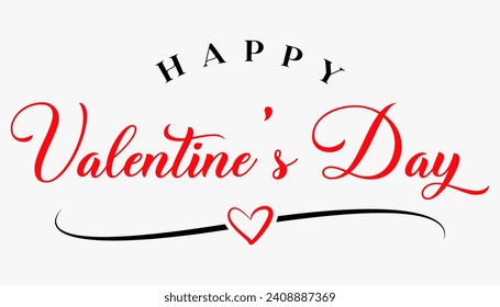 Happy Valentine's day text lettering typography poster background Vector illustration.