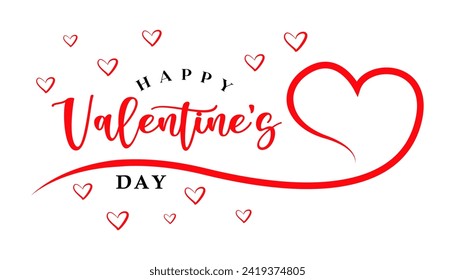 Happy Valentine's day text lettering typography background Vector illustration.