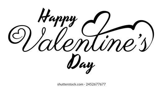 Happy Valentine's Day Text Lettering Typography Background Vector Illustration.