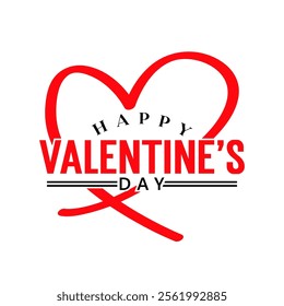 Happy Valentine's day text lettering typography poster background Vector illustration.
