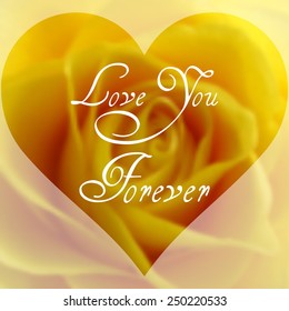 Happy Valentine's Day Text on Blurred Background with rose Flower. Vector illustration. Valentine's Day or Mother's Day Romantic Backdrop.