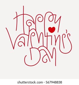 "Happy Valentine's Day" text. Playful typographic vector design for greeting card, t shirt, etc.