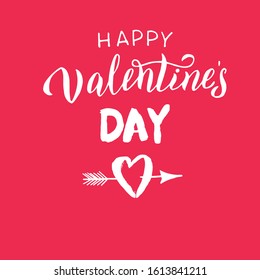 Happy Valentine's day text red card. Greeting Valentine's day typography lettering. Romantic quote, love celebration font words. Postcard, banner, poster, packaging design. Vector eps 10. 