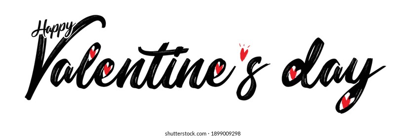 Happy valentines day text with red hearts in the header fonts.