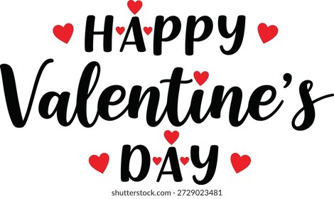 Happy Valentines Day Text mit roten Herzen