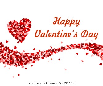 Happy Valentine's day, text with red hearts