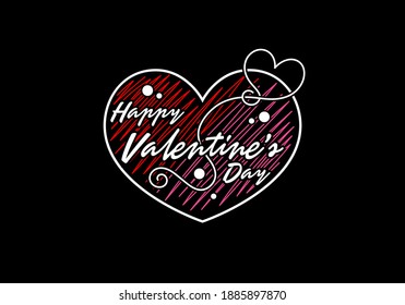 Happy Valentine's Day Text, simple shape with color scribble in heart, for templates, card, letter covers.