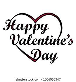 Happy Valentine's day text,  typography poster calligraphy text, isolated on background. Vector Illustration - Vector