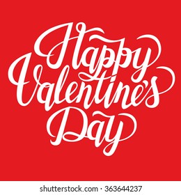 Happy Valentine's Day text. Valentine's typography. Vector illustration of Valentine Greeting Card with swirl. White typography.