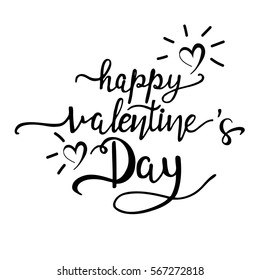 Happy Valentine's day text. typography design. Vector illustration of Valentine Greeting Card with heart. Black typography.