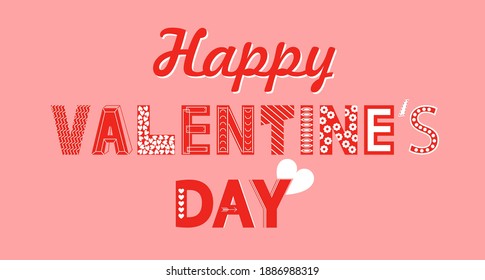 Happy Valentines day text. Vector illustration. Design template for flyer, advertising, website, printing, header for website. Happy Valentine's day banner. Cute typography text