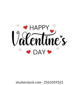 Happy Valentine's Day text vector illustration. Valentines day postcard.