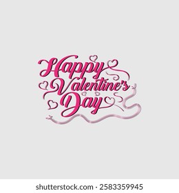 Happy Valentine's Day Text Vector. Romantic Template design for celebrating valentine's Day on 14 February.