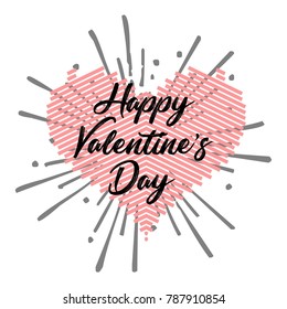Happy Valentine's Day text vector vintage and decorative trendy heart 