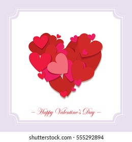 Happy Valentine's Day text-greeting card with hearts.Vector illustration.