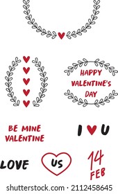 Happy Valentine's day texto and doodles