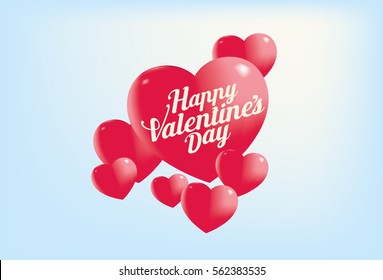 Happy Valentine's Day. Three dimensional Heart shape.- Illustrator