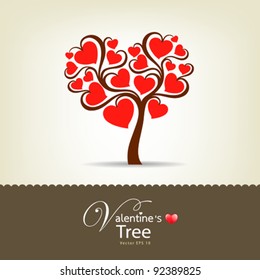 Happy Valentine's Day Tree, vector illustration