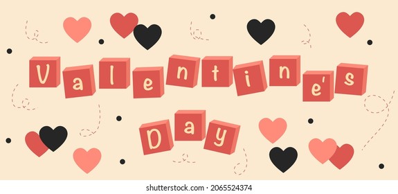 Happy Valentine's Day. Trendy abstract art templates with typography, heart, dots. Set of flat backgrounds for social media, stories, banners, greeting cards, poster, greeting card, header for website