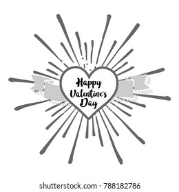 Happy Valentine's Day trendy vector text vintage with heart decoration 
