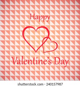 happy valentine's day with triangle pattern on sweet pink background (vector) 