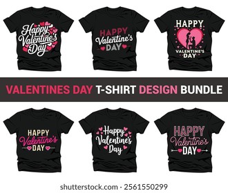 Happy valentine's day t-shirt design bundle. Vector illustration.