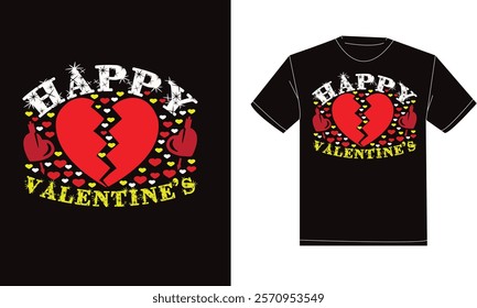 Happy valentine's day t-shirt design. Typography, modern, creative, classic t-shirt design. Illustrator graphics design. Editable template t-shirt design.