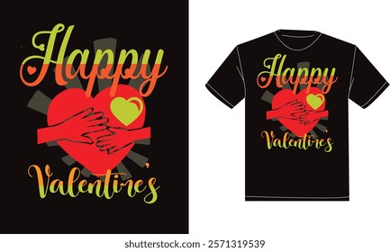 Happy valentine's day t-shirt design. Typography, modern, creative, classic t-shirt design. Illustrator graphics design. Editable template t-shirt design.

