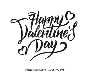 Happy Valentines Day tvector text Calligraphic Lettering design card template. Calligraphic handmade lettering. Vector illustration.