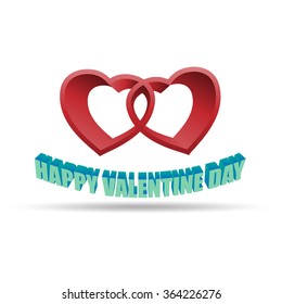 Happy Valentines day. two concatenate heart. 2 Hearts 1 Love. Two hearts together.