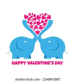 Alles Gute zum Valentinstag! Zwei süße kleine Elefanten in Liebe, Vektorgrafik.