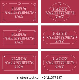 Happy Valentine's Day Type in Tattoo Style Font with Simple Heart Frame Lining Classic Vintage Style Design in Red