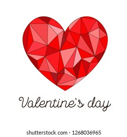 Happy Valentines Day typographic lettering isolated on white background with red diamond heartand arrow vector Illustration of a Valentine's Day Card.