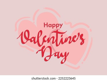 Happy Valentines Day Typographic Lettering isolated on Background With Heart. Illustration of a Valentine's Day Card.