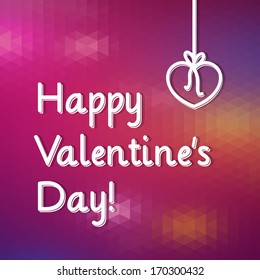 Happy Valentine's Day! Typographical background "Happy Valentine's Day" on the pink geometric pattern and hearts. Happy Valentine's Day Hand Lettering - Typographical Background