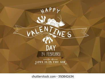 Happy Valentine's Day! Typographical background on the retro geometric hearts
