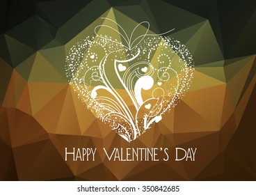 Happy Valentine's Day! Typographical background on the retro geometric hearts