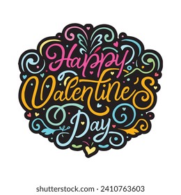 Happy Valentines Day typography art illustration