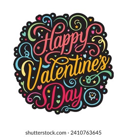 Happy Valentines Day typography art illustration